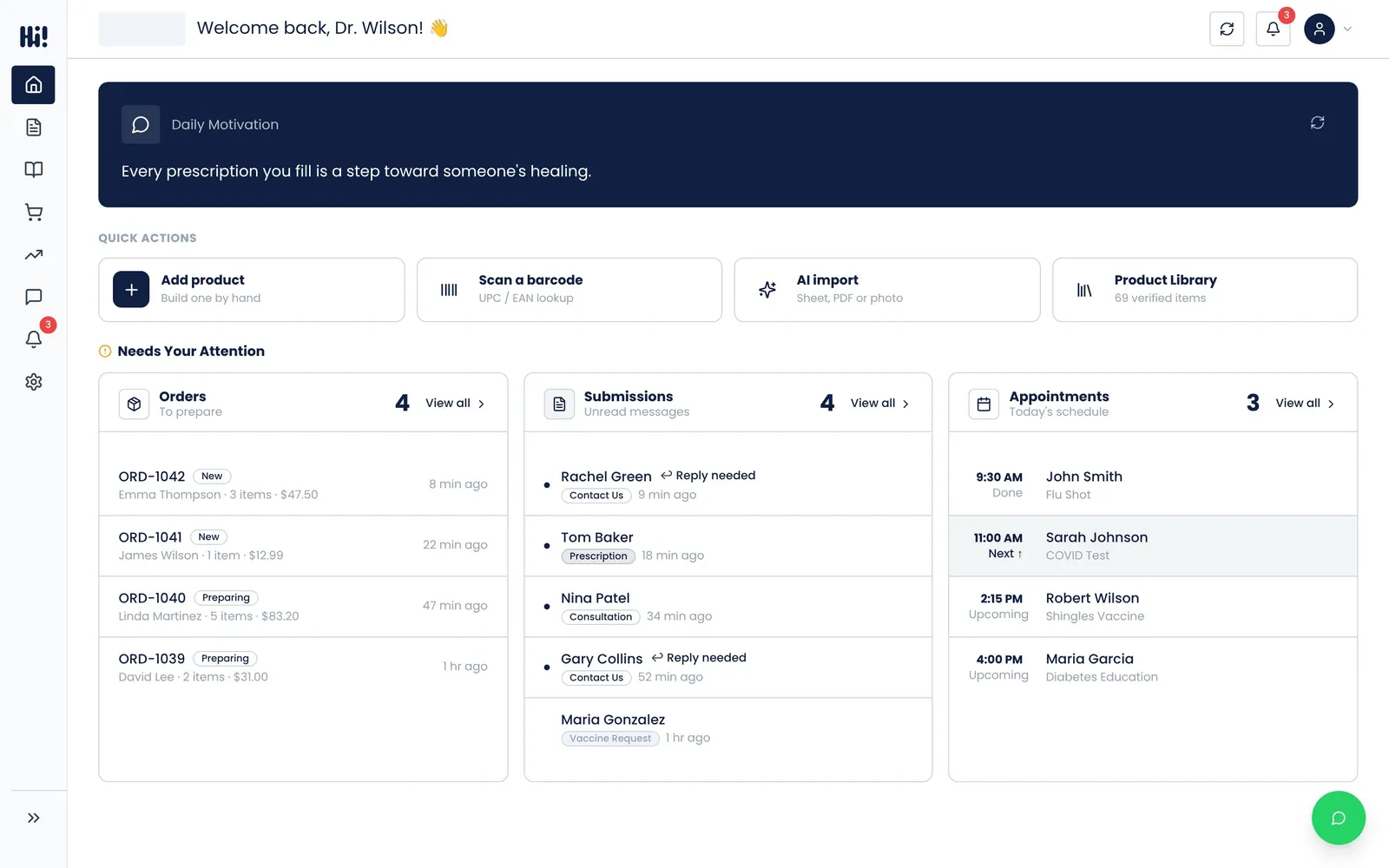 HiPharmacist dashboard, Overview